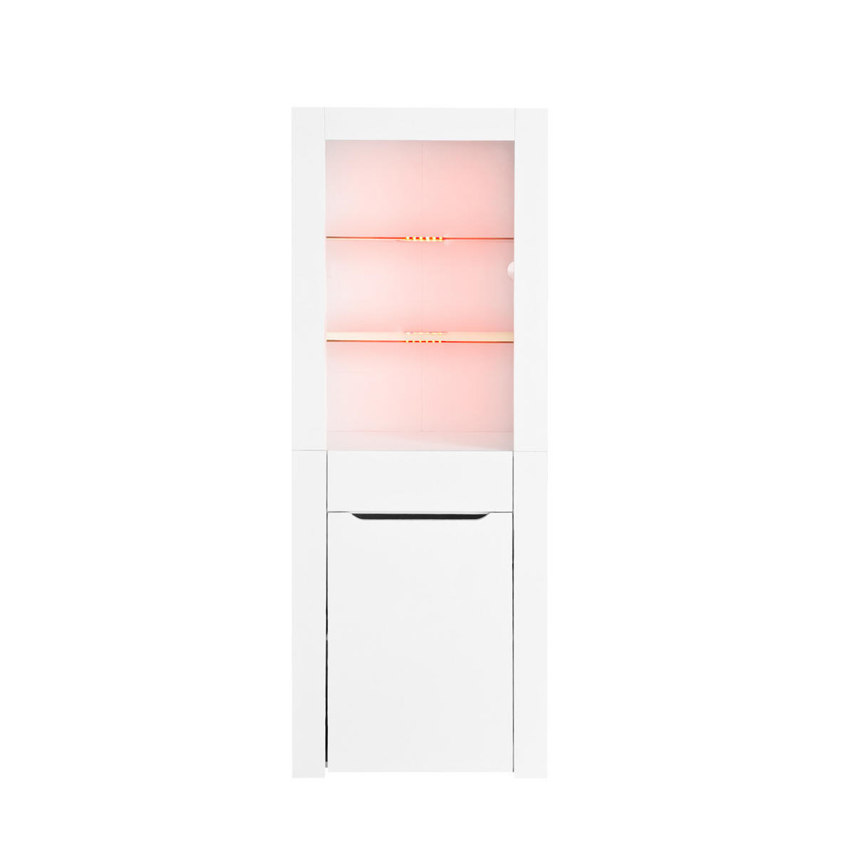 VITRINE 60/35,5/165 cm in Weiß Hochglanz mit LED-Beleuchtung - Weiß, Holzwerkstoff (60/165/35.5cm) - Flora Grace