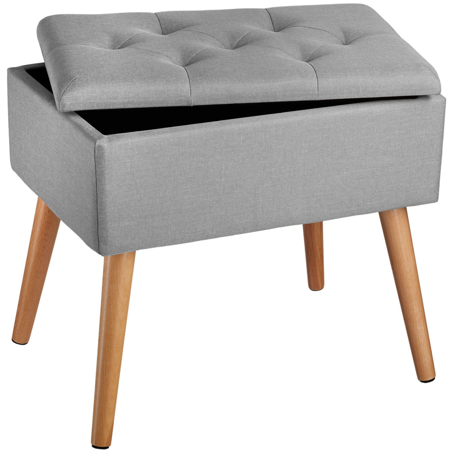 SITZBANK Ranya,51 x 37,5 x 45,5 cm,hellgrau - Hellgrau, Holz (37.5/45.5/51cm) - tectake