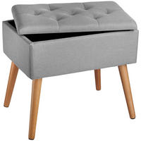 SITZBANK Ranya,51 x 37,5 x 45,5 cm,hellgrau - Hellgrau, Holz (37.5/45.5/51cm) - tectake