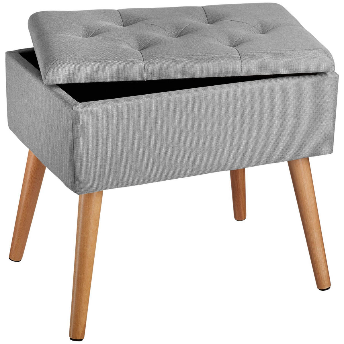 SITZBANK Ranya,51 x 37,5 x 45,5 cm,hellgrau - Hellgrau, Holz (37.5/45.5/51cm) - tectake