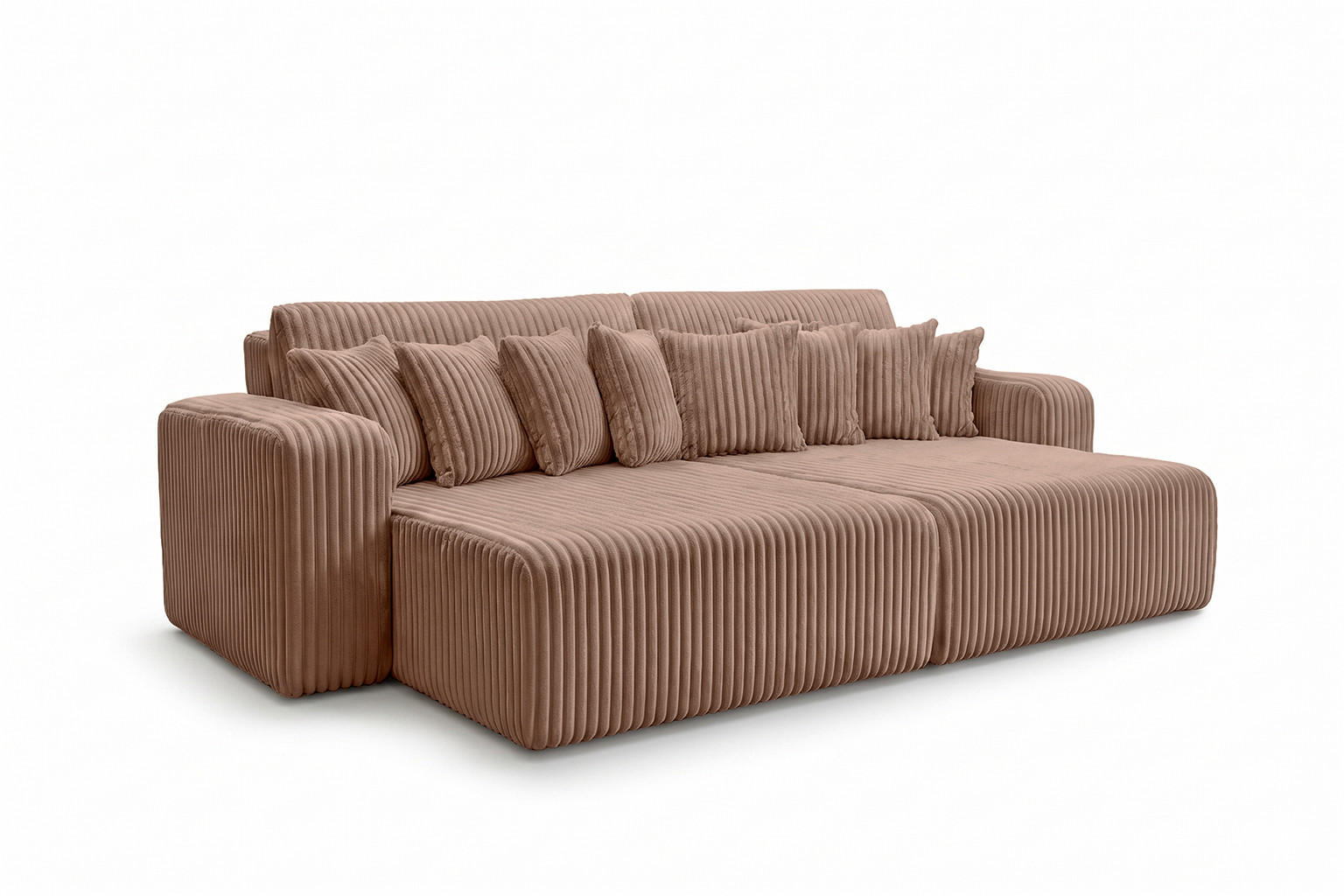 SCHLAFSOFA, Cordstoff Tilia, Braun, PIANO DOUBLE - Braun, Holz (246/83/145cm) - Kaiser Möbel