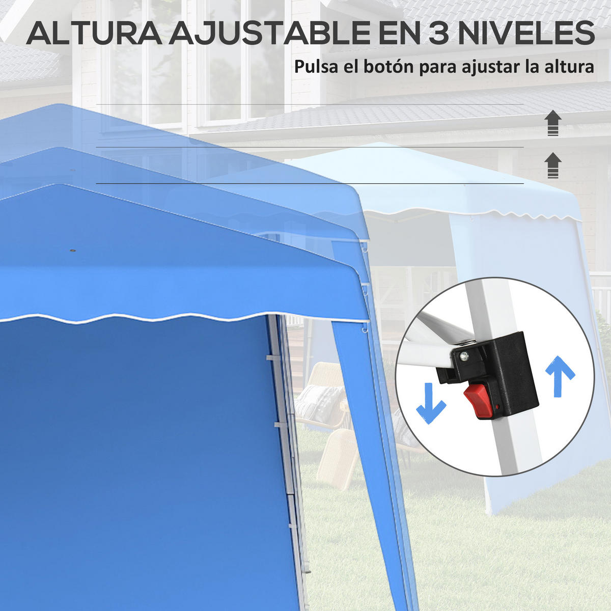 POP-UP-FALTZELT, 4×4m, zweifarbig - Dunkelblau, Textil (289/250/289cm) - Vallsero