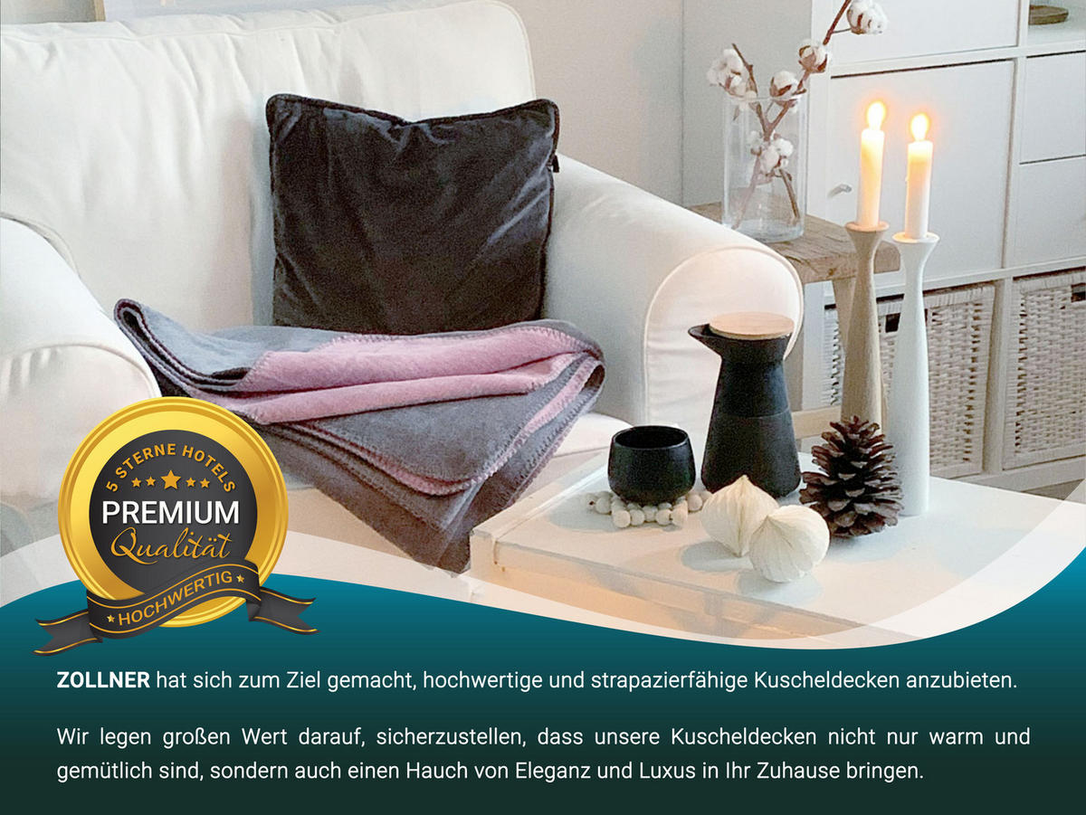 KUSCHELDECKE, 150x200 cm, 60% Baumwolle, 40% Polyacryl, Grau - Rosa, Naturmaterialien (150/200cm) - Zollner