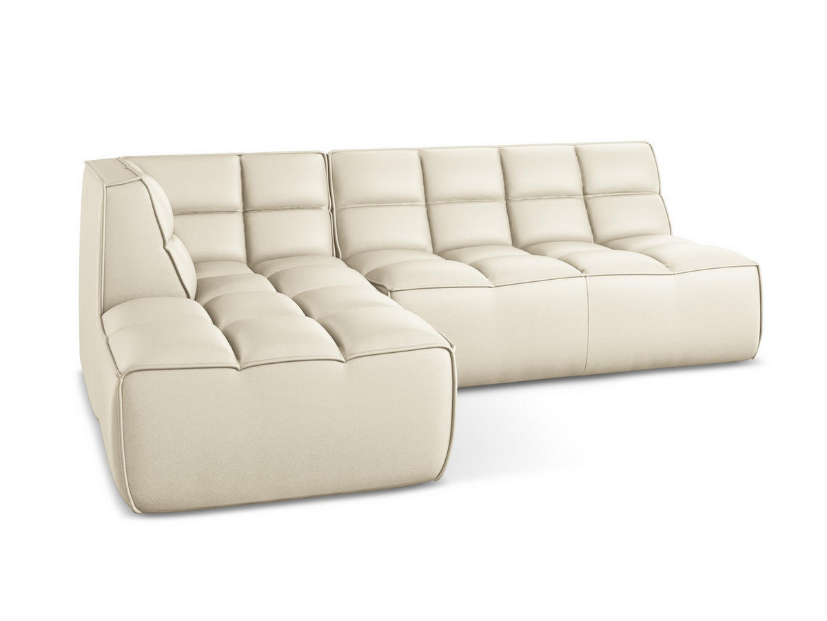 ECKSOFA Beidseitig Kunstleder Beige - Beige/Creme, Leder/Kunststoff (258/178cm) - Makamii