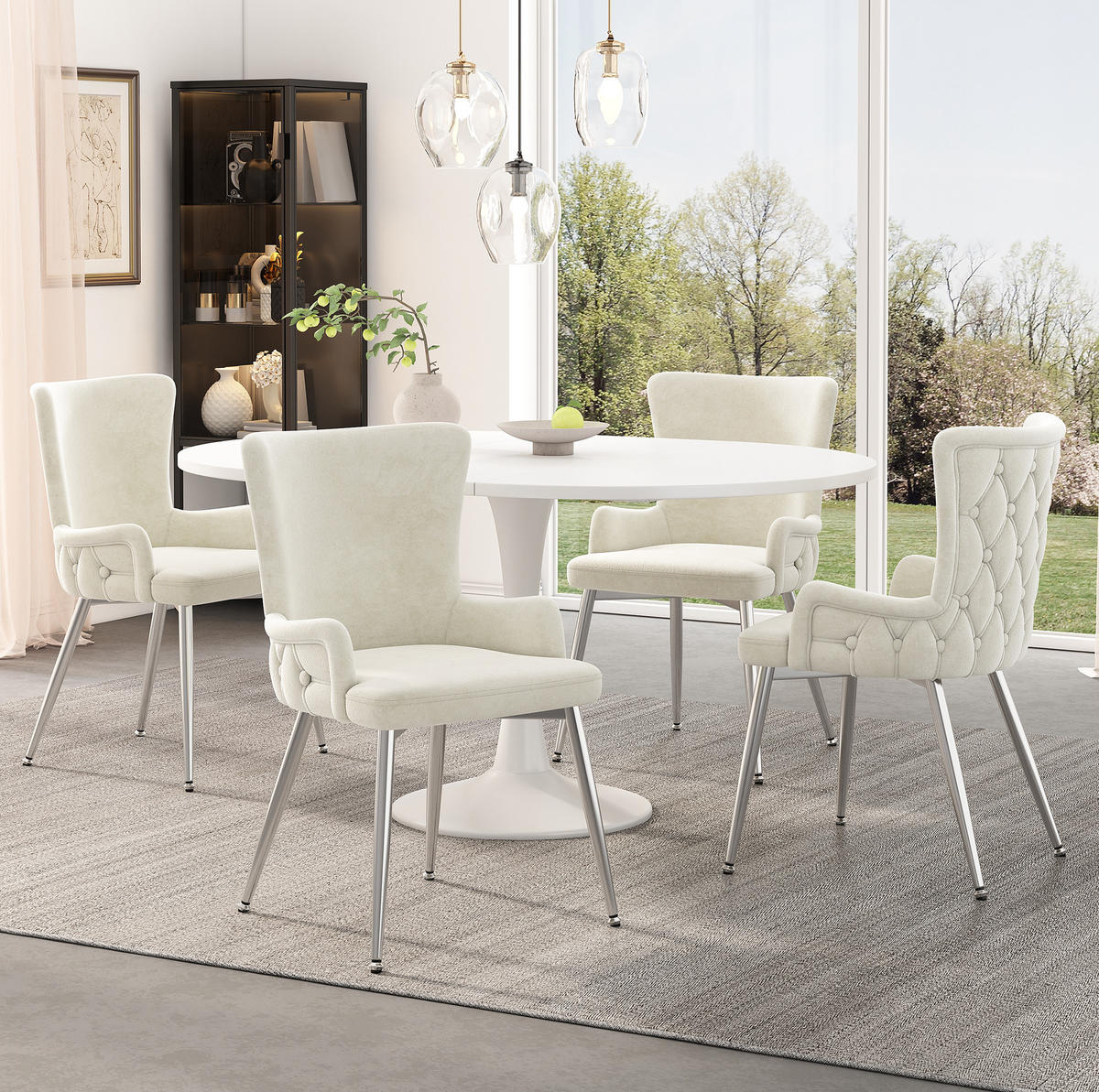ESSZIMMERSTUHL 6er-Set Samt Beige mit Metallbeinen - Beige, Metall (47/85/49.2cm) - Meubliv