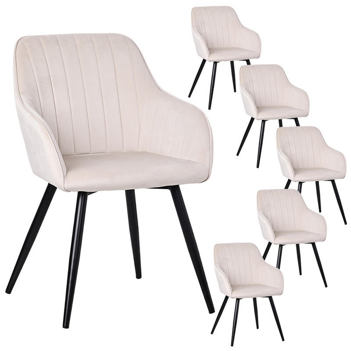 ARMLEHNSTUHL-SET 6 Stück in Samt(YZ5) - Weiß, Textil (48/81/63cm) - HOMAVO