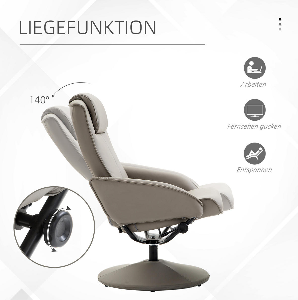 RELAXSESSEL 78/67/98 cm mit Fußteil in Grau - Grau, Holz (67/98/78cm) - BEAOK