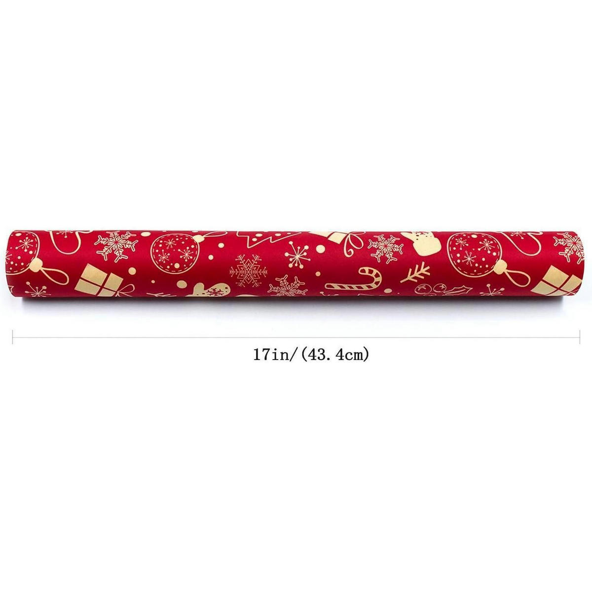 GESCHENKPAPIERROLLE 43 cm x 15 m Rot Weihnachtsmuster Kraftpapier - Rot, Papier (43/43/43cm)