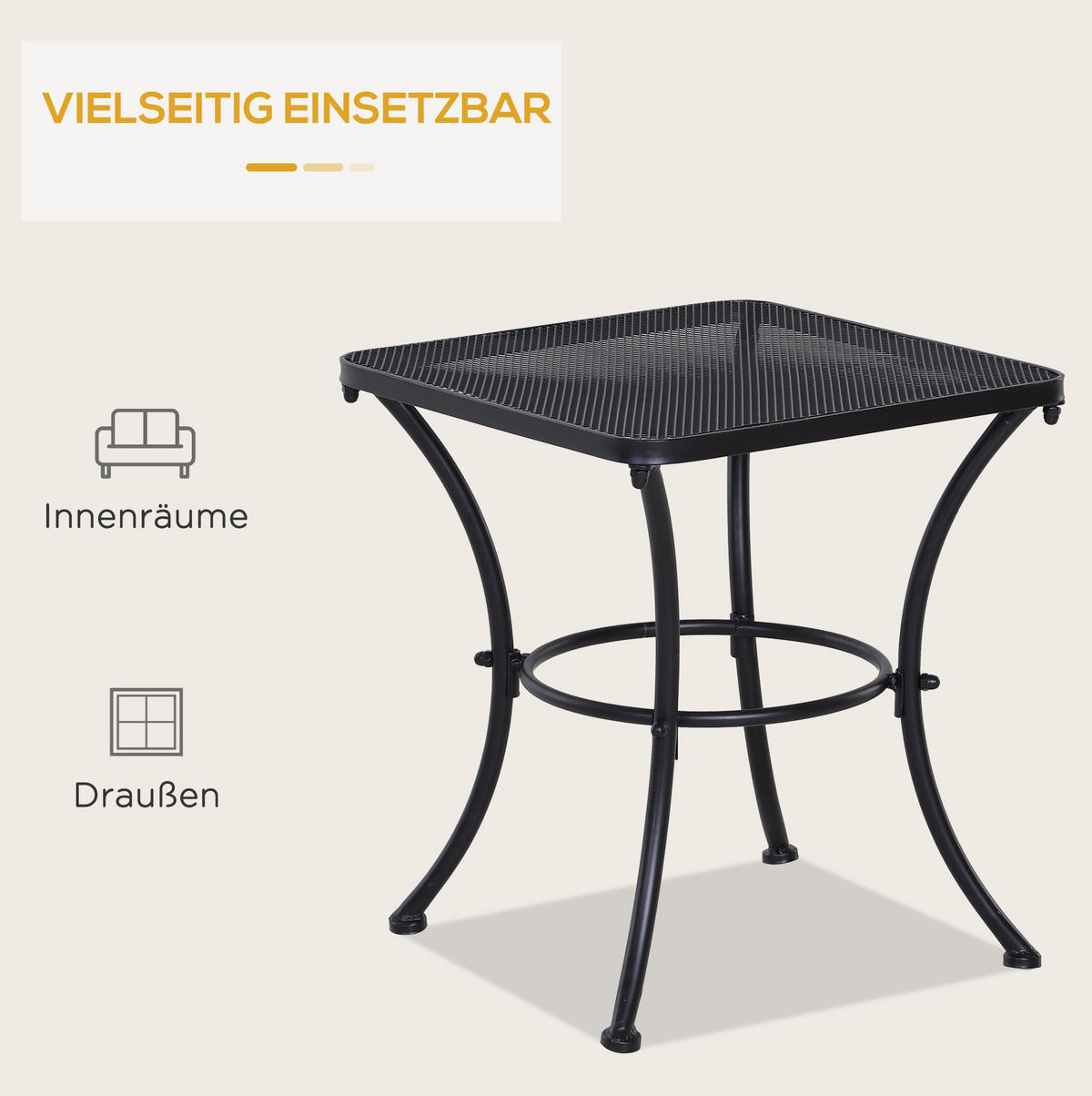 BEISTELLTISCH 45/50/45 cm Schwarz aus Metall mit Mesh-Tischplatte - Weiß, Metall (45/45/50cm) - OKMYHOME