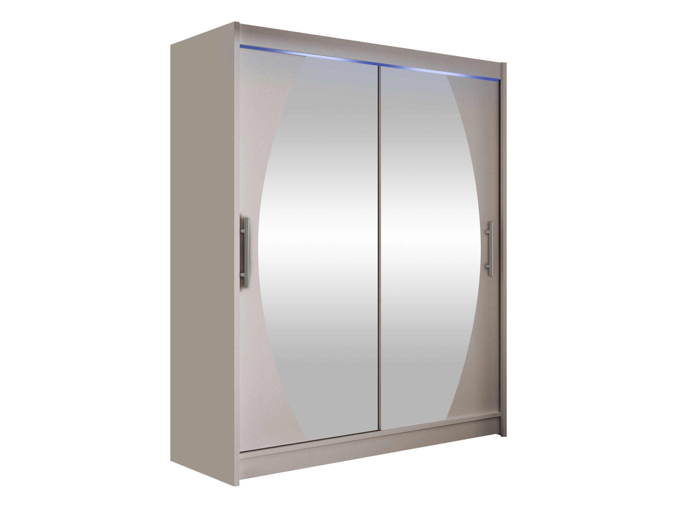 SCHWEBETÜRENSCHRANK Westa VIII, mit RGB LED Beleuchtung - Kaschmir/Silberfarben, Holzwerkstoff/Metall (150/200/58cm) - MIRJAN24