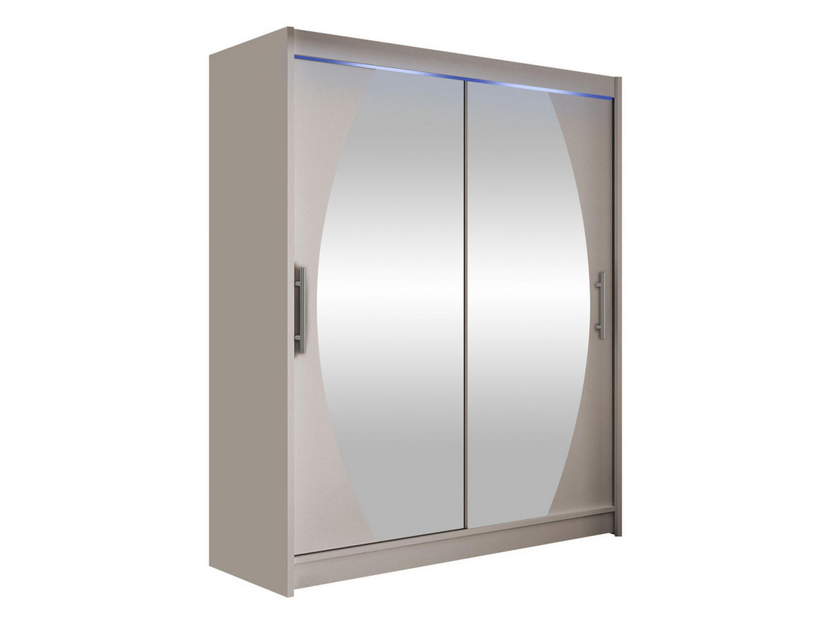 SCHWEBETÜRENSCHRANK Westa VIII, mit RGB LED Beleuchtung - Kaschmir/Silberfarben, Holzwerkstoff/Metall (150/200/58cm) - MIRJAN24