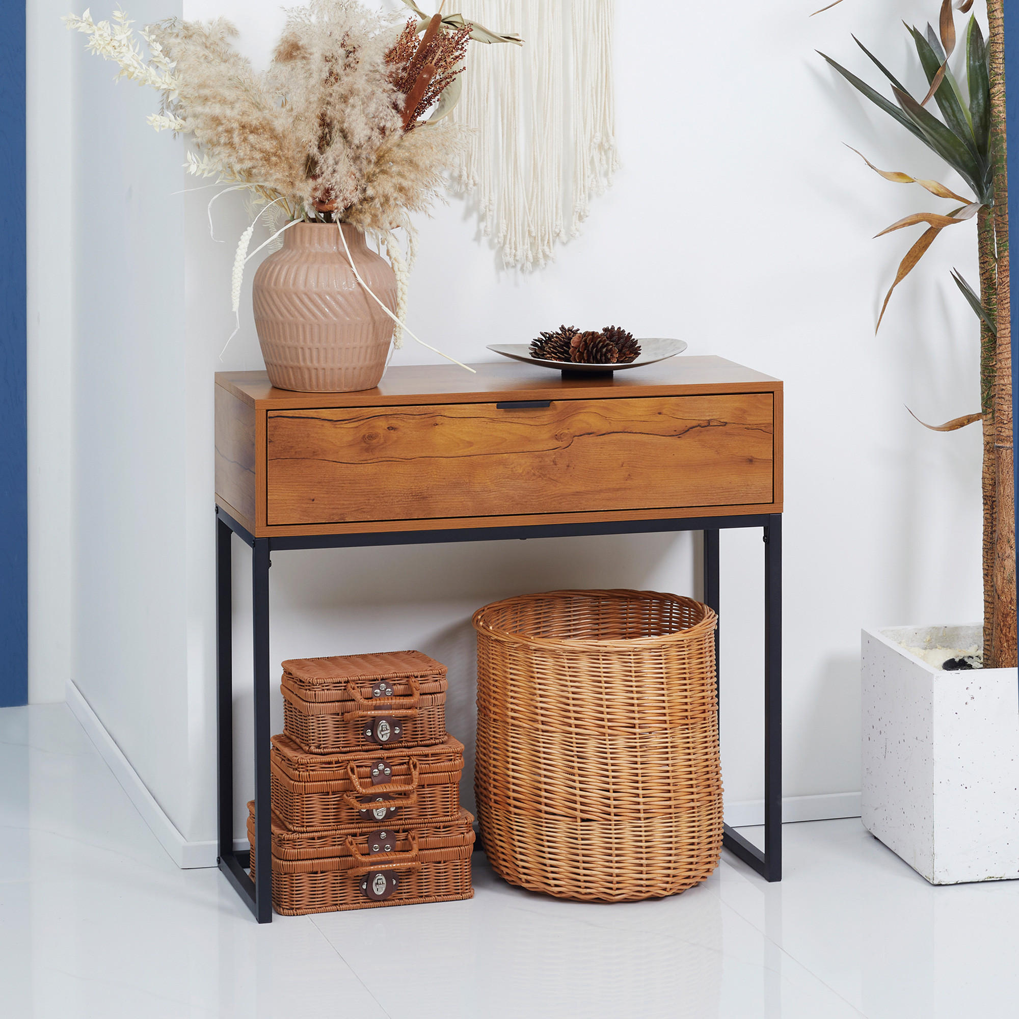 Thumbnail - Homcom Konsolentisch, Natur, Metall, Kunststoff, 30x76x80 cm, Wohnzimmer, Wohnzimmertische, Konsolentische