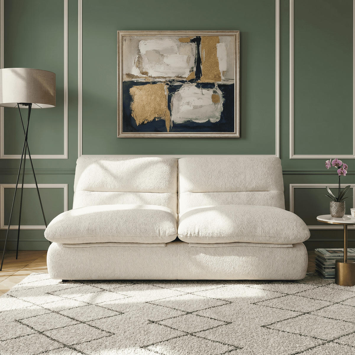 SOFA Nuvia Doppel 2-Sitzer - Weiß - Weiß, Textil (160/73/100cm) - COCO Living