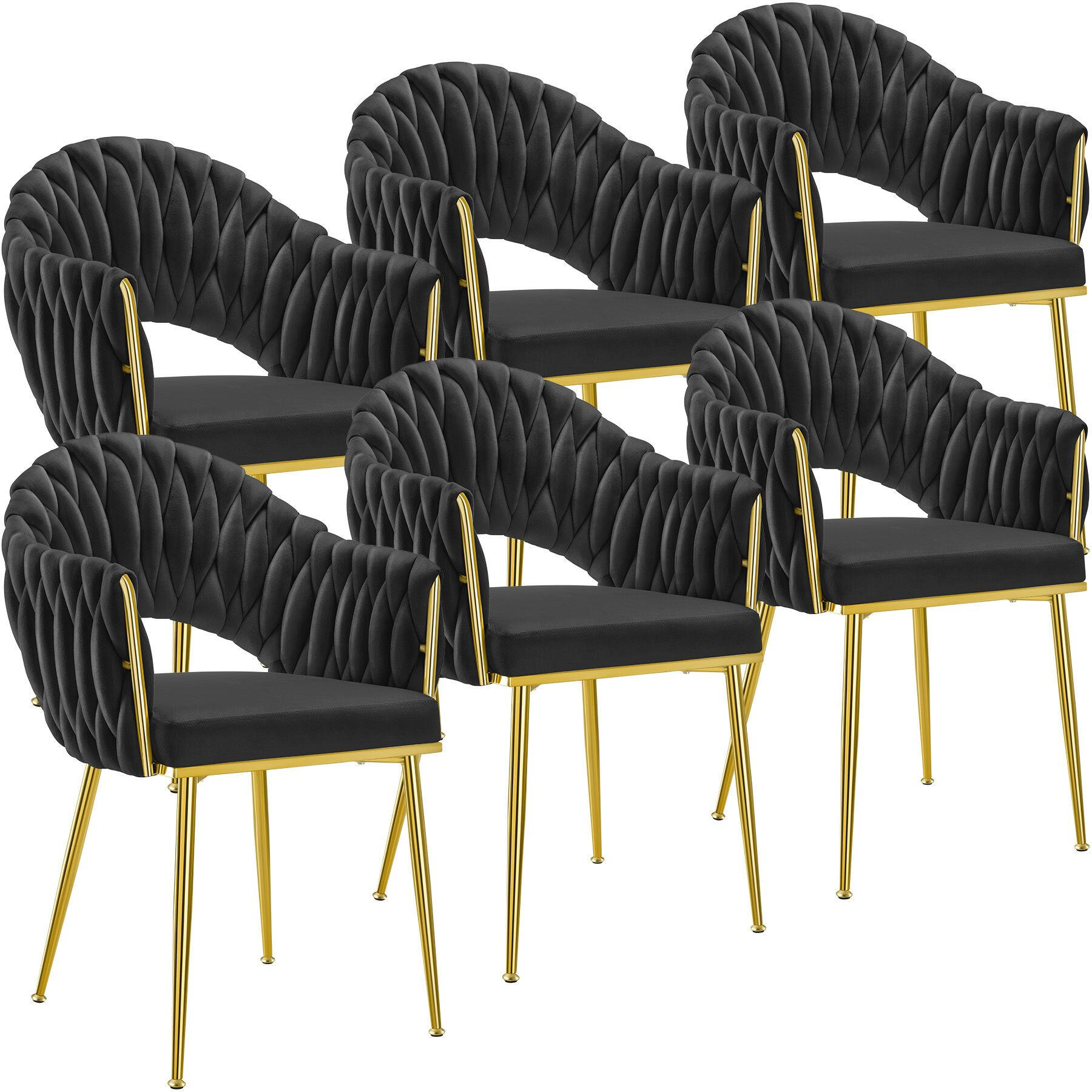 tectake Esszimmerstuhl Schwarz, Gold 55x84x57 cm