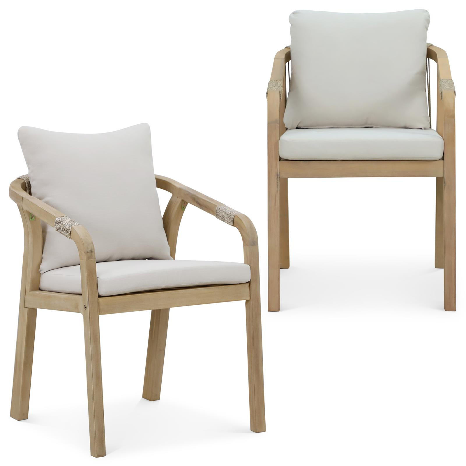 GARTENSTÜHLE SANYA 2er-Set beige, natur - Beige, Holz/Textil (56/75/67cm) - IDIMEX