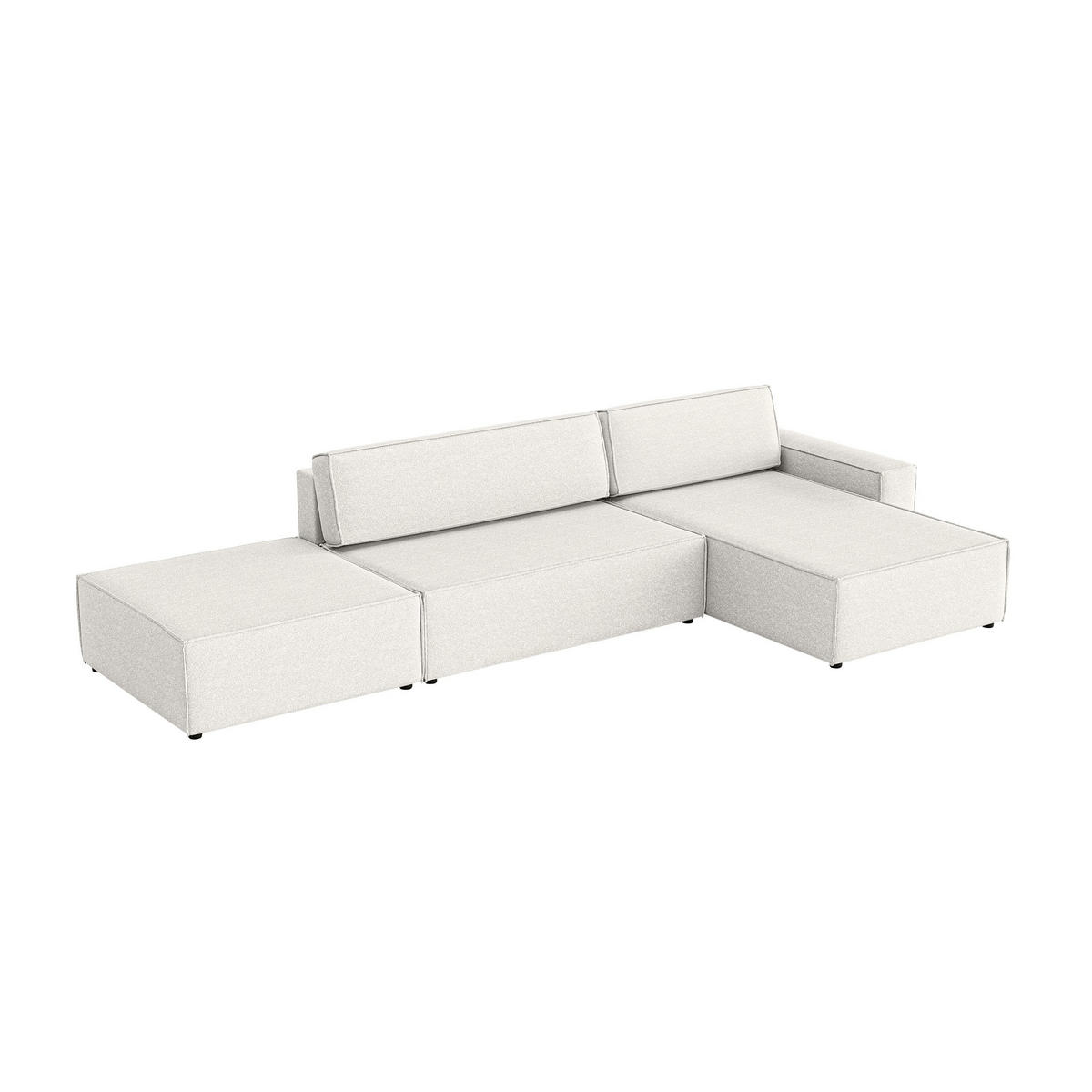 ECKSOFA Lummo La mit Schlaffunktion, Cremeweiß - Weiß, Textil (363/185cm) - Fedve