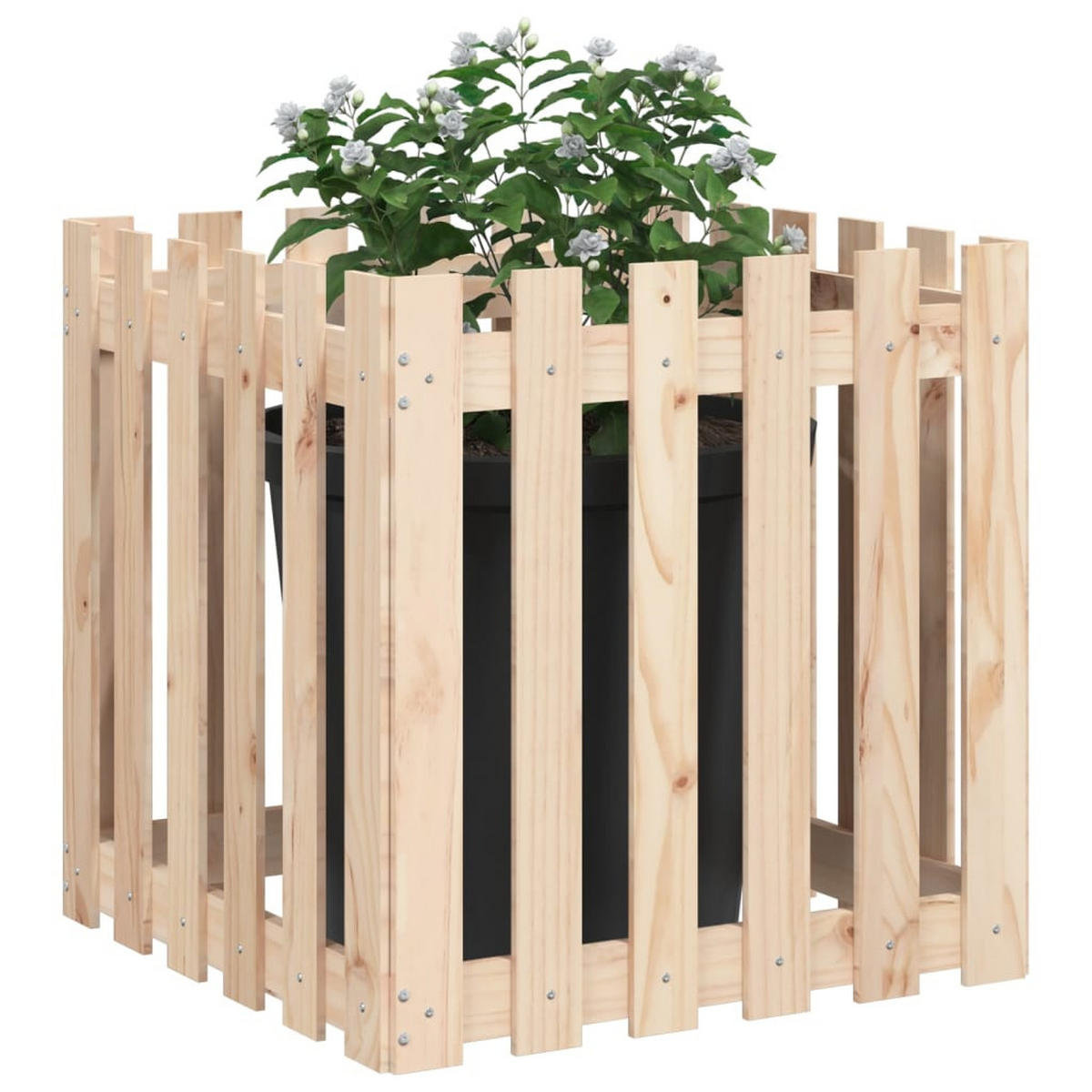 PFLANZKÜBEL Lattenzaun-Design 60x60x60 cm Massivholz Kiefer - Naturfarben, Holz (60/60/60cm)