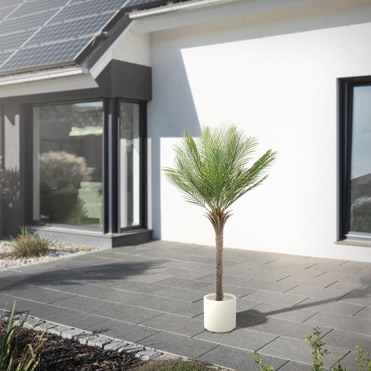KUNSTPFLANZE Palme - Anthrazit/Grün, Holz/Kunststoff (150cm) - ML-DESIGN