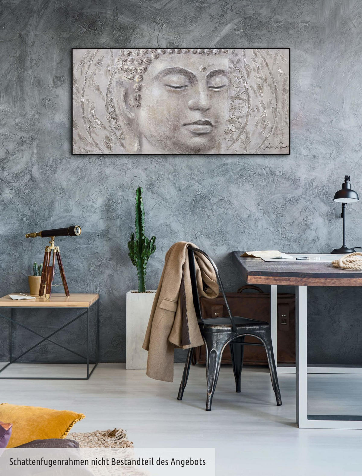 RUČNE MAĽOVANÝ AKRYLOVÝ OBRAZ 120/60 cm, sivý, figurálny motív - sivá, drevo/textil (120/60cm) - KUNSTLOFT