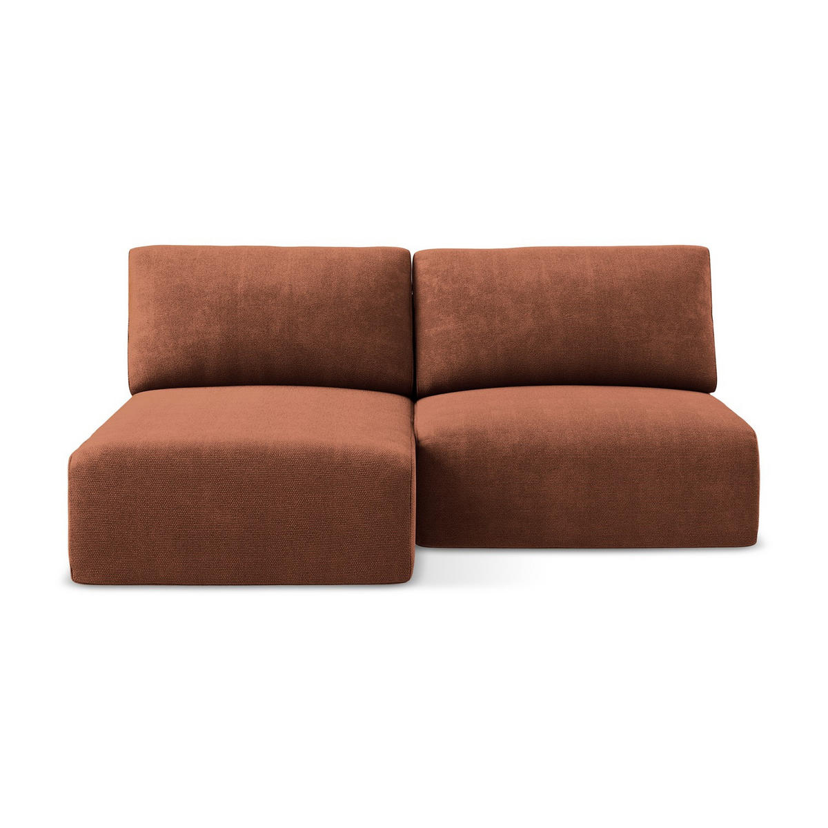ECKSOFA mit Schlaffunktion links Chenille Stoff Orange - Terracotta/Schwarz, Kunststoff/Textil (149/210cm) - LaMiaSofa