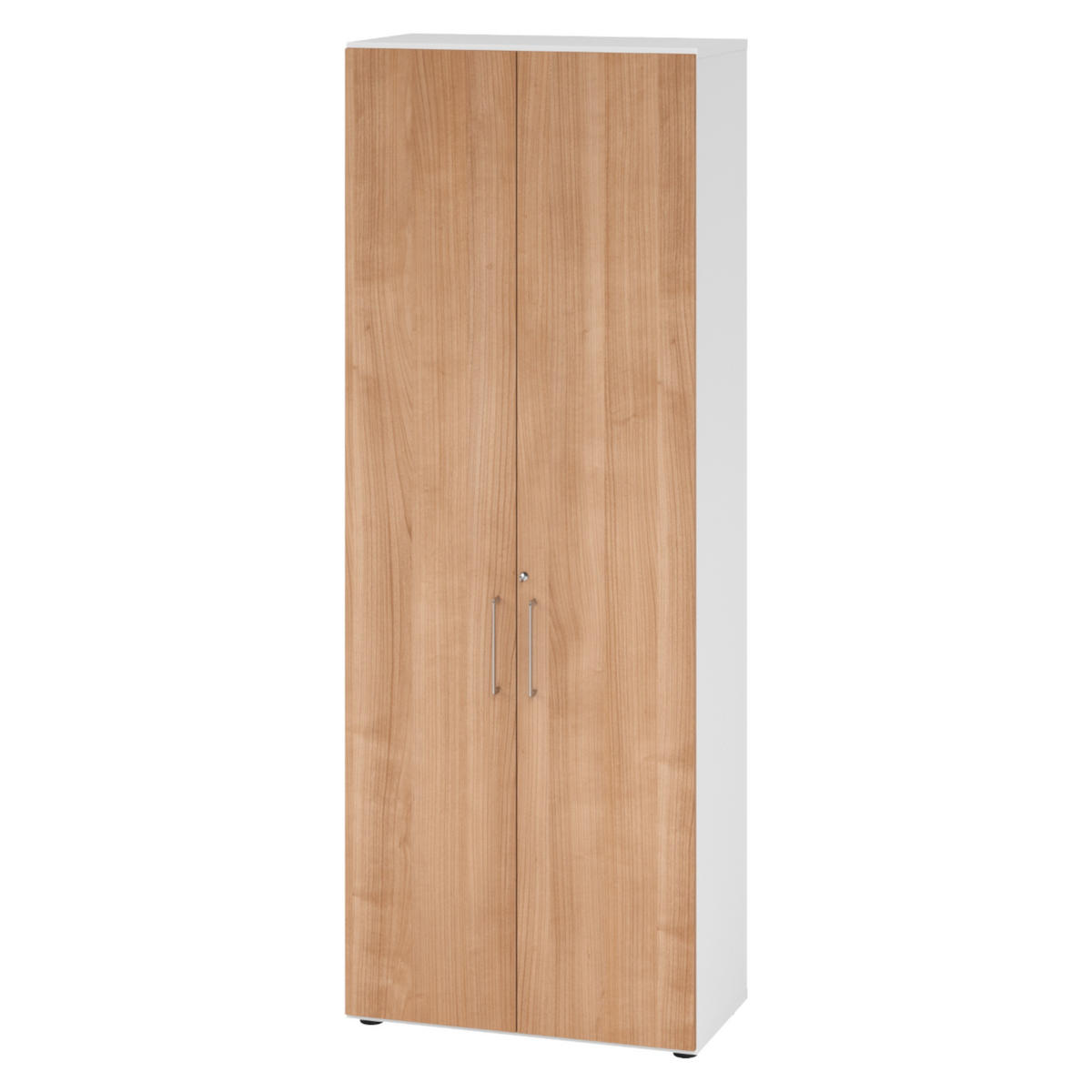 AKTENSCHRANK - 6 Ordnerhöhen 42/80/215,6 cm in Weiß/Nussbaumfarben - Nussbaumfarben/Weiß, Holzwerkstoff (80/215.6/42cm) - bümö