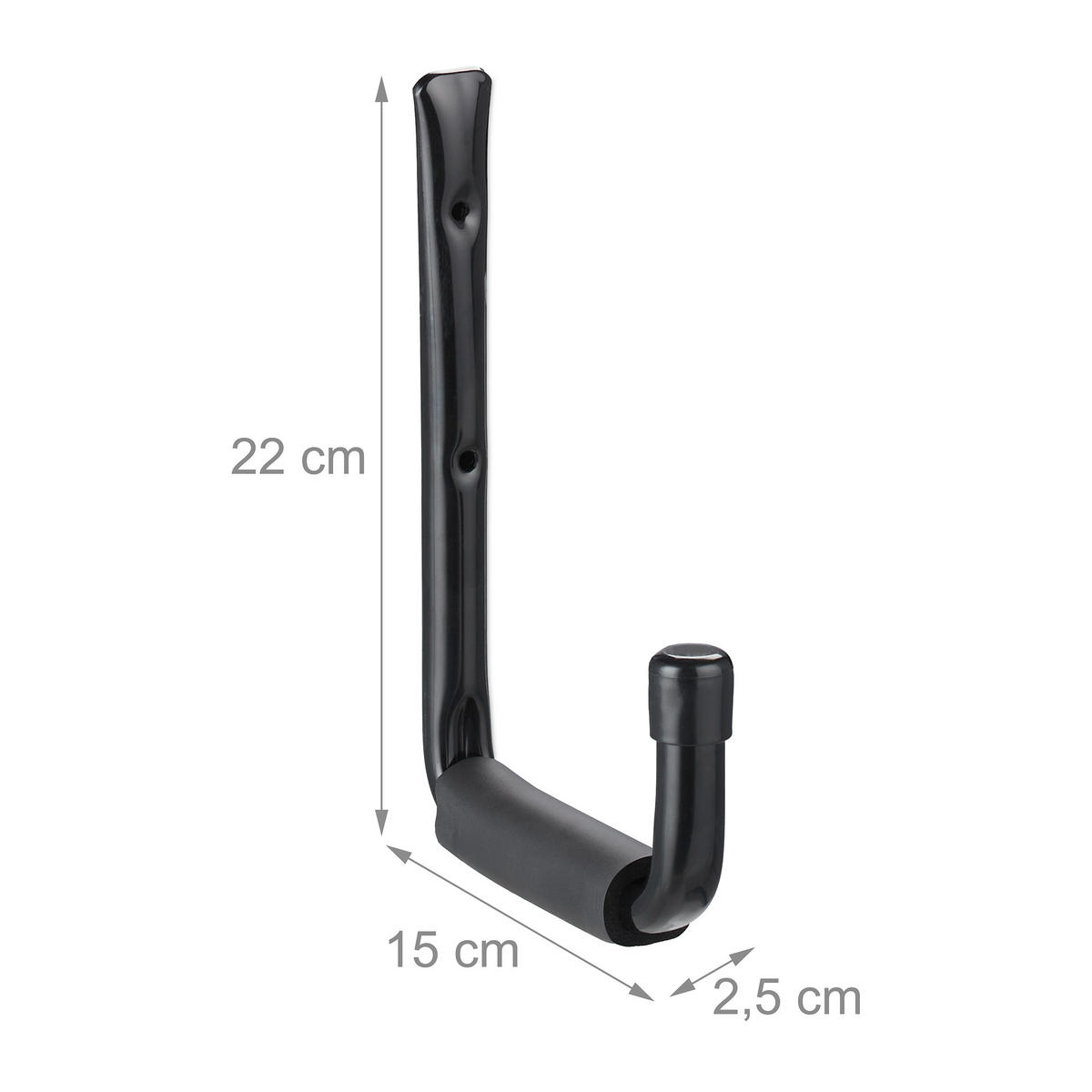 WANDHAKEN Set - Schwarz, Textil/Metall (2.5/22/15cm) - Relaxdays