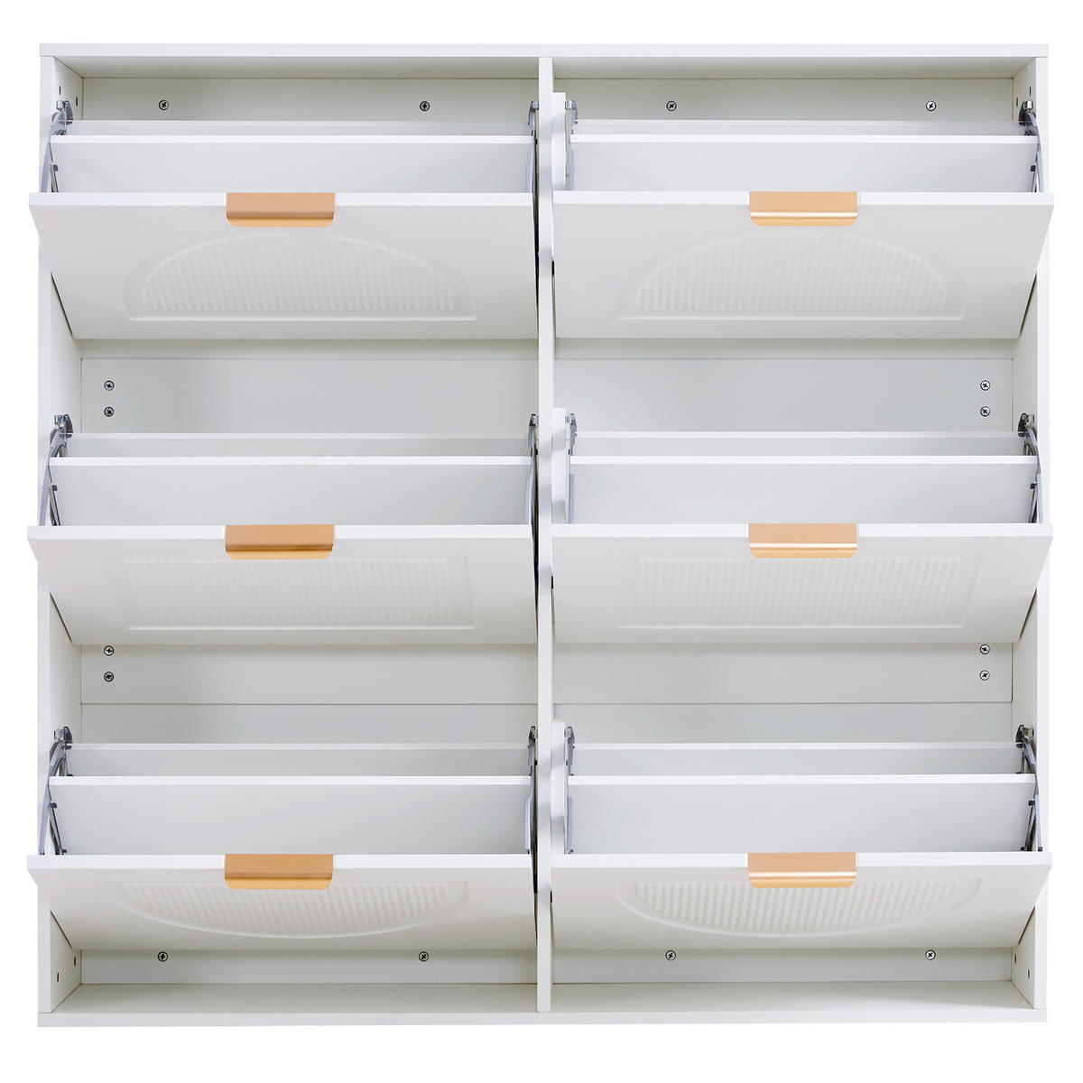 SCHUHSCHRANK aus MDF & Spanplatte 118x25x115cm in Weiß mit 6 Schuhkippern - Weiß, Holzwerkstoff (118/115/25cm) - Modfu