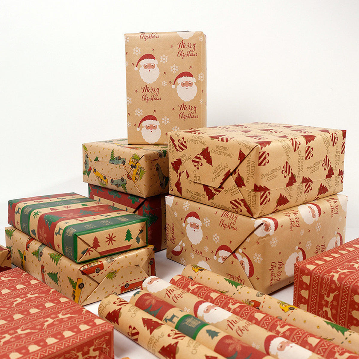 GESCHENKPAPIER – Weihnachts-Geschenkpapier – 43 x 300 cm – Braun - Braun, Papier (4/4/43cm)