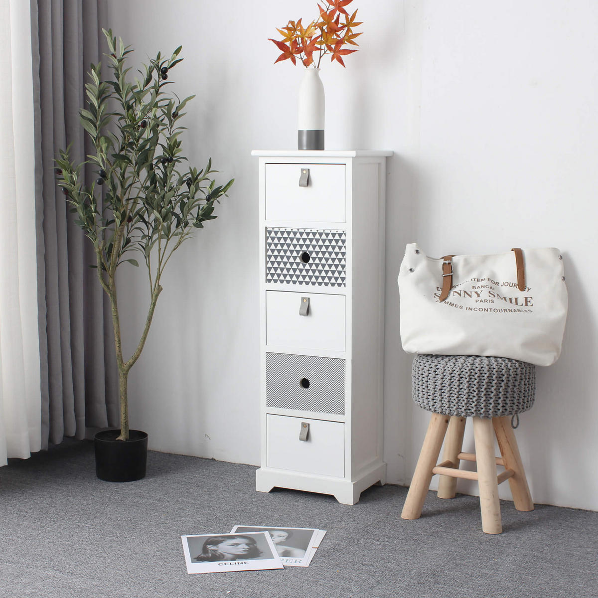 KOMMODE Weiß 25/30/93 cm - Weiß, Holz (25/93/30cm) - Mobili Rebecca