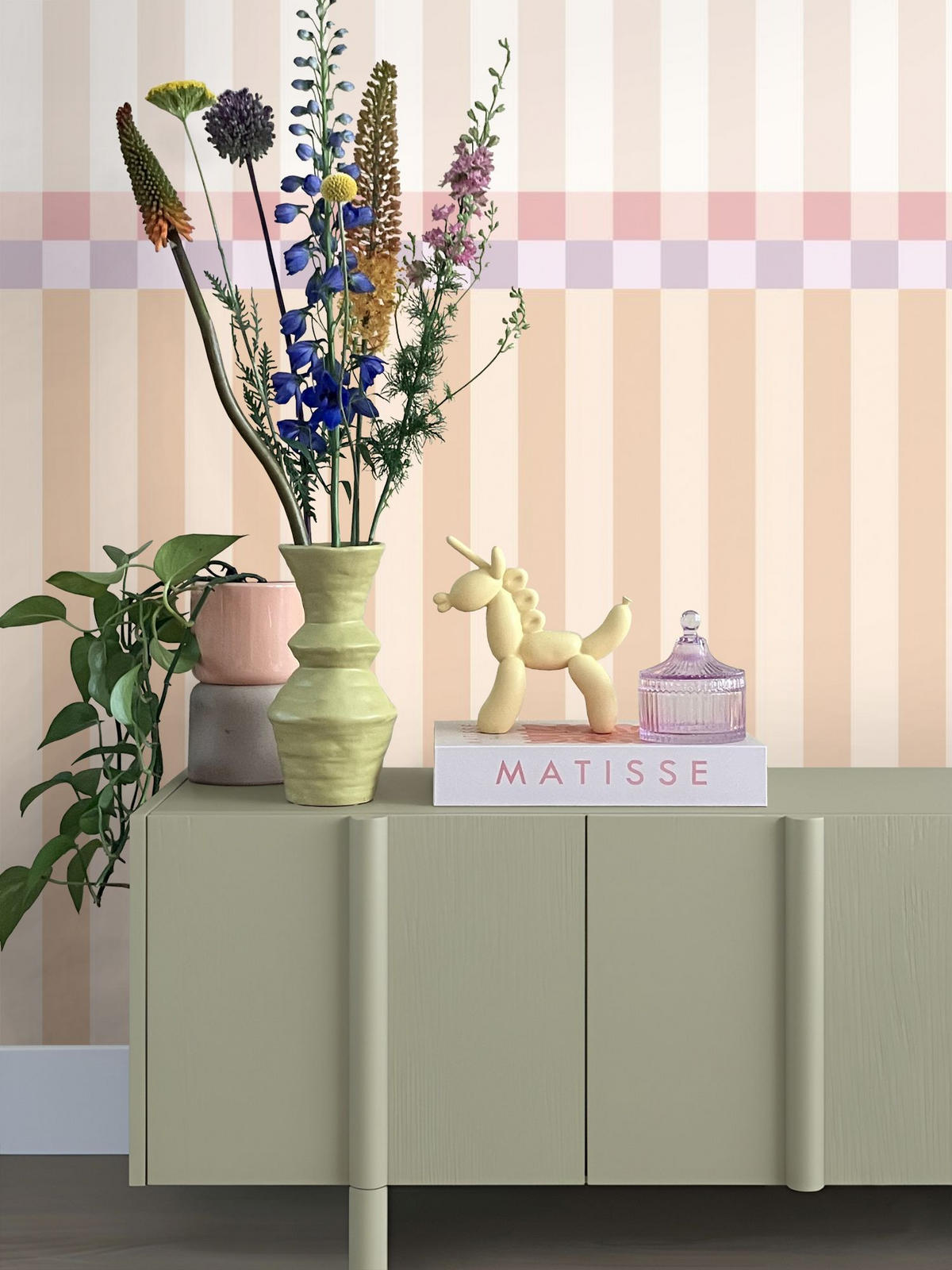 FOTOTAPETE Streifen 2.5 x 2.79 m - Beige, Papier (250/279cm) - ESTAhome