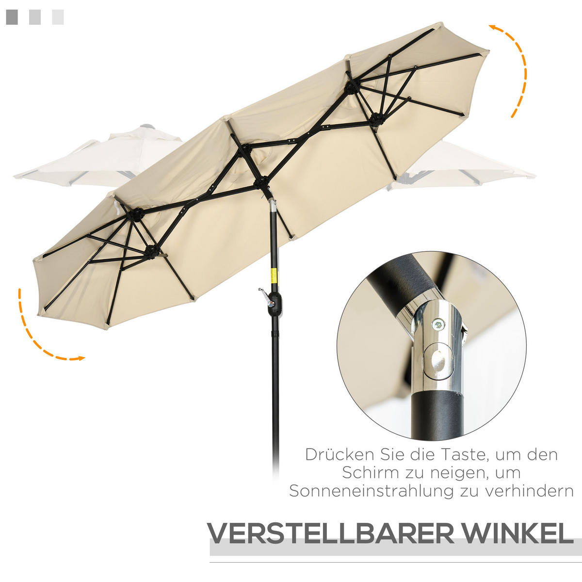 SONNENSCHIRM, Polyester, Stahl, Khaki - Braun, Metall (147/285cm) - Outsunny