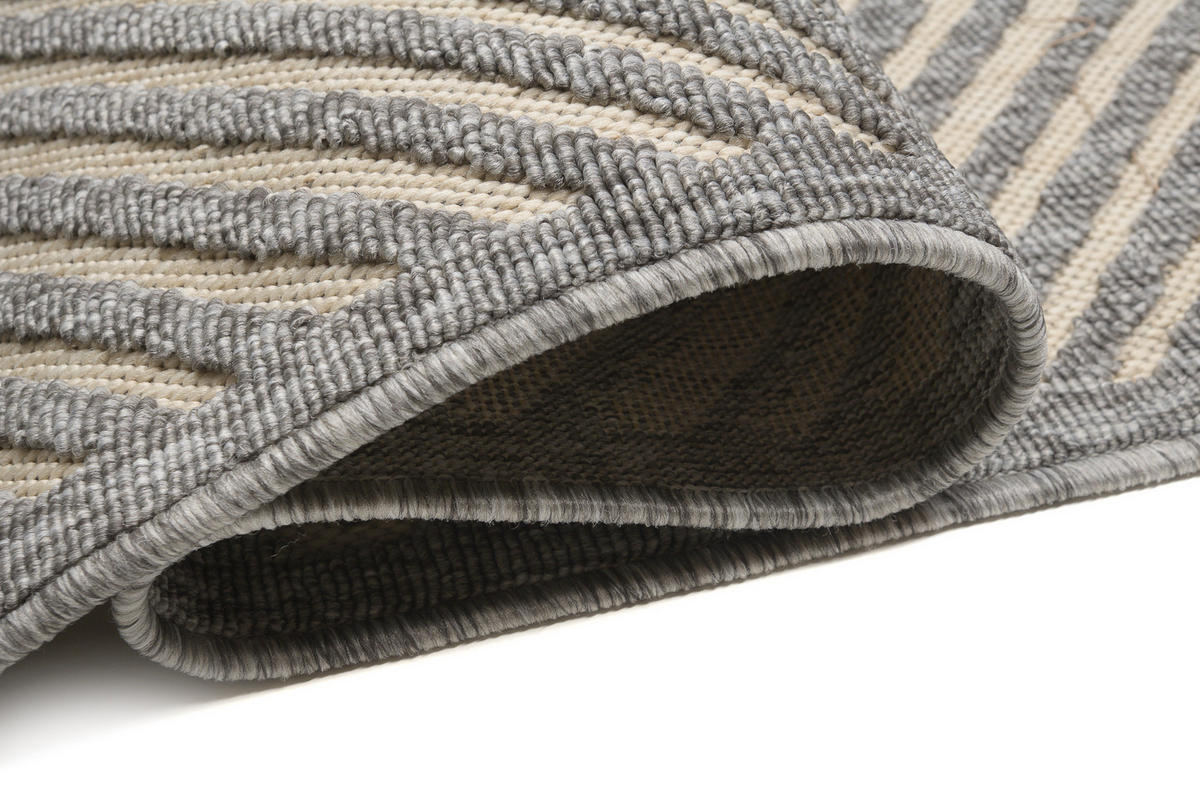 TEPPICH Grau In-Outdoor Geometrisch - Kurzflor Rechteckig - 200 x 300 cm - Creme/Grau, Textil (200/300cm) - Mazovia