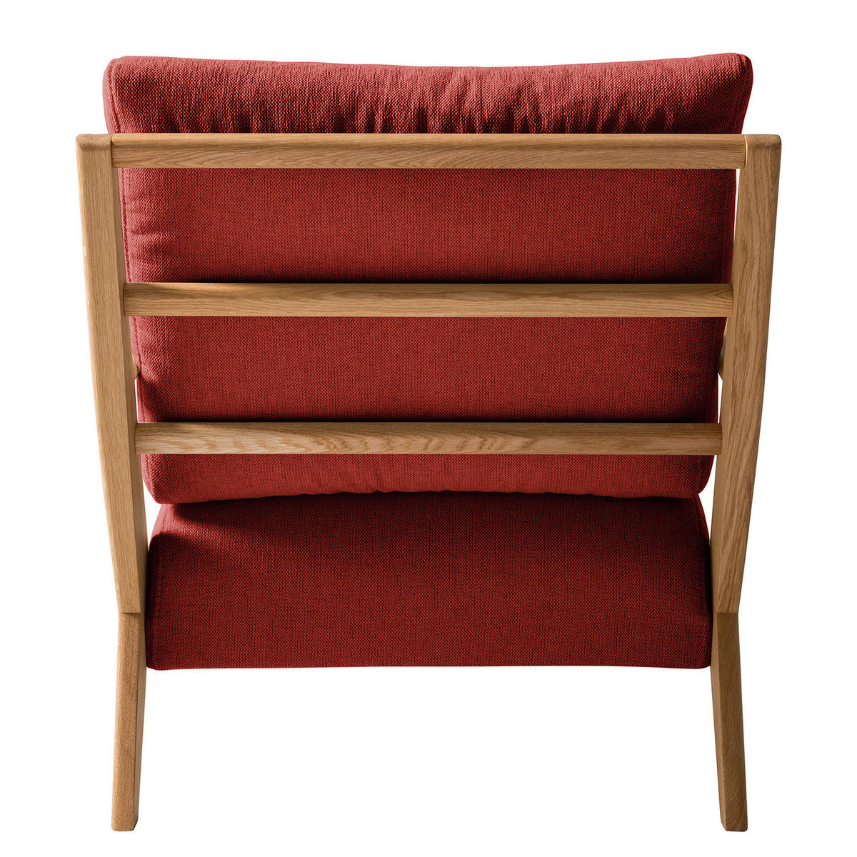 SESSEL - Eichefarben/Rot, Eichenholz/Textil (83/80/75cm) - home24