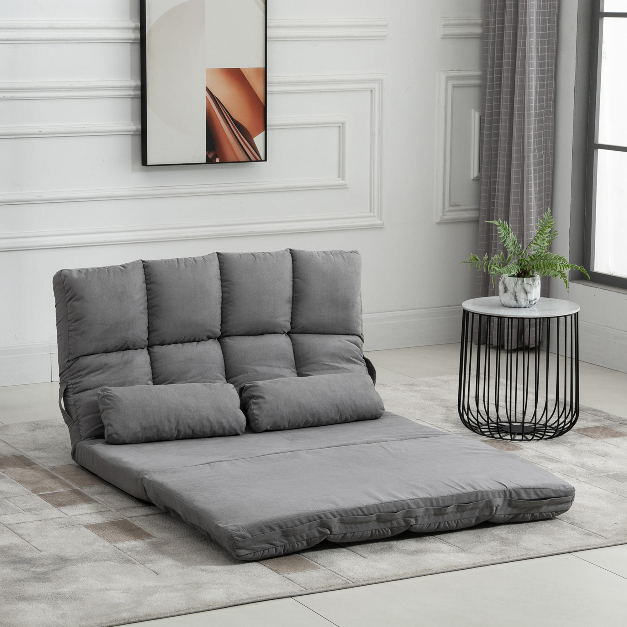 BODENSTUHL, Stahl, Schaumstoff Samt, Grau - Grau, Metall (73/60/102cm) - HOMCOM
