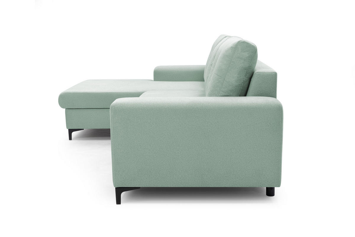 ECKSOFA AVRA L-förmig, mit Stauraumbehälter-in RINO-Stoff, Komfort & Eleganz, lose Rückenkissen, freistehend, LINKS 165x251x85 cm Turquoise - Türkis, Holz/Textil (165/251cm) - DomoHome