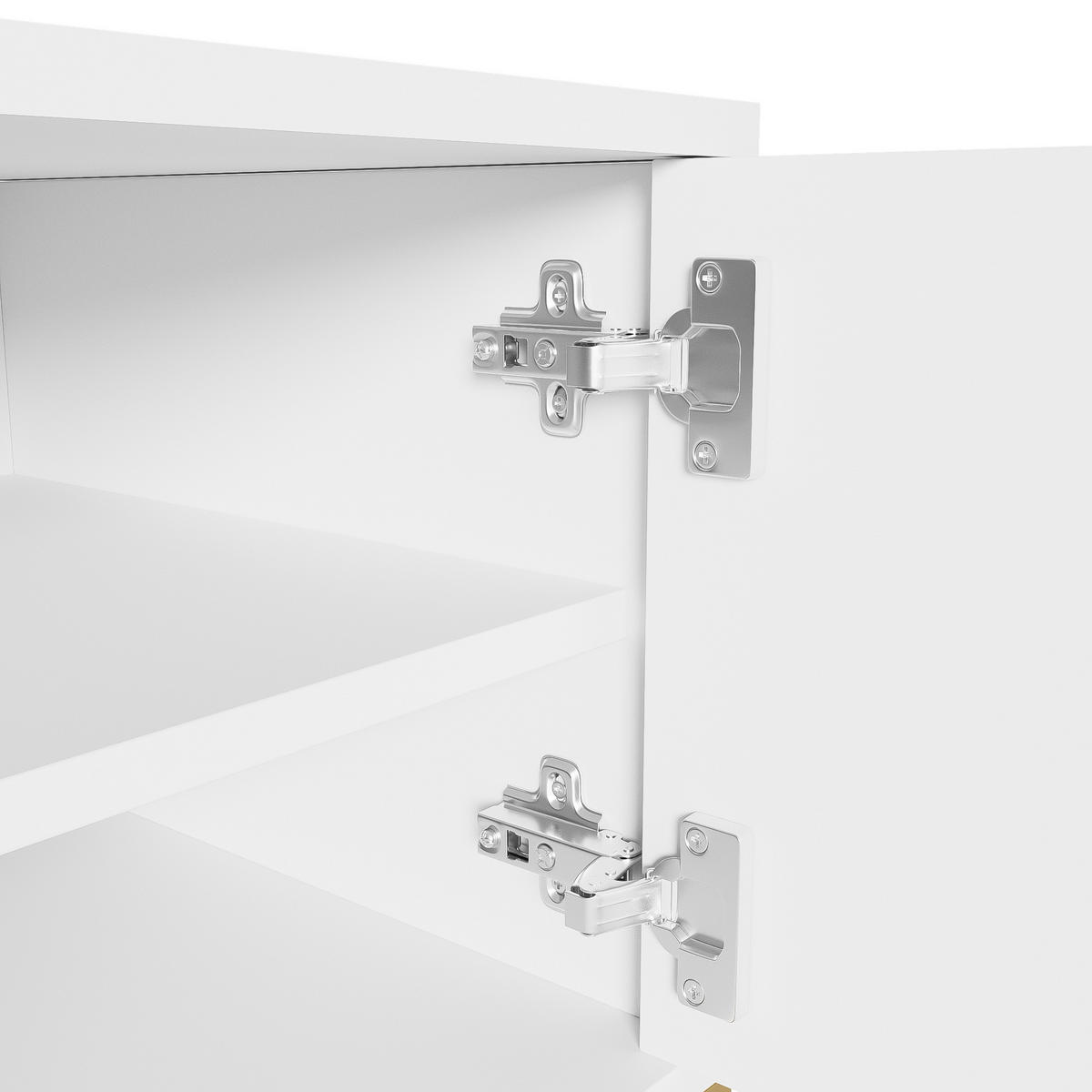 TV-SCHRANK Lowboard 3D Türen Goldgriffe - Weiß, Holzwerkstoff (170/45.5/40cm) - LEBENLANG