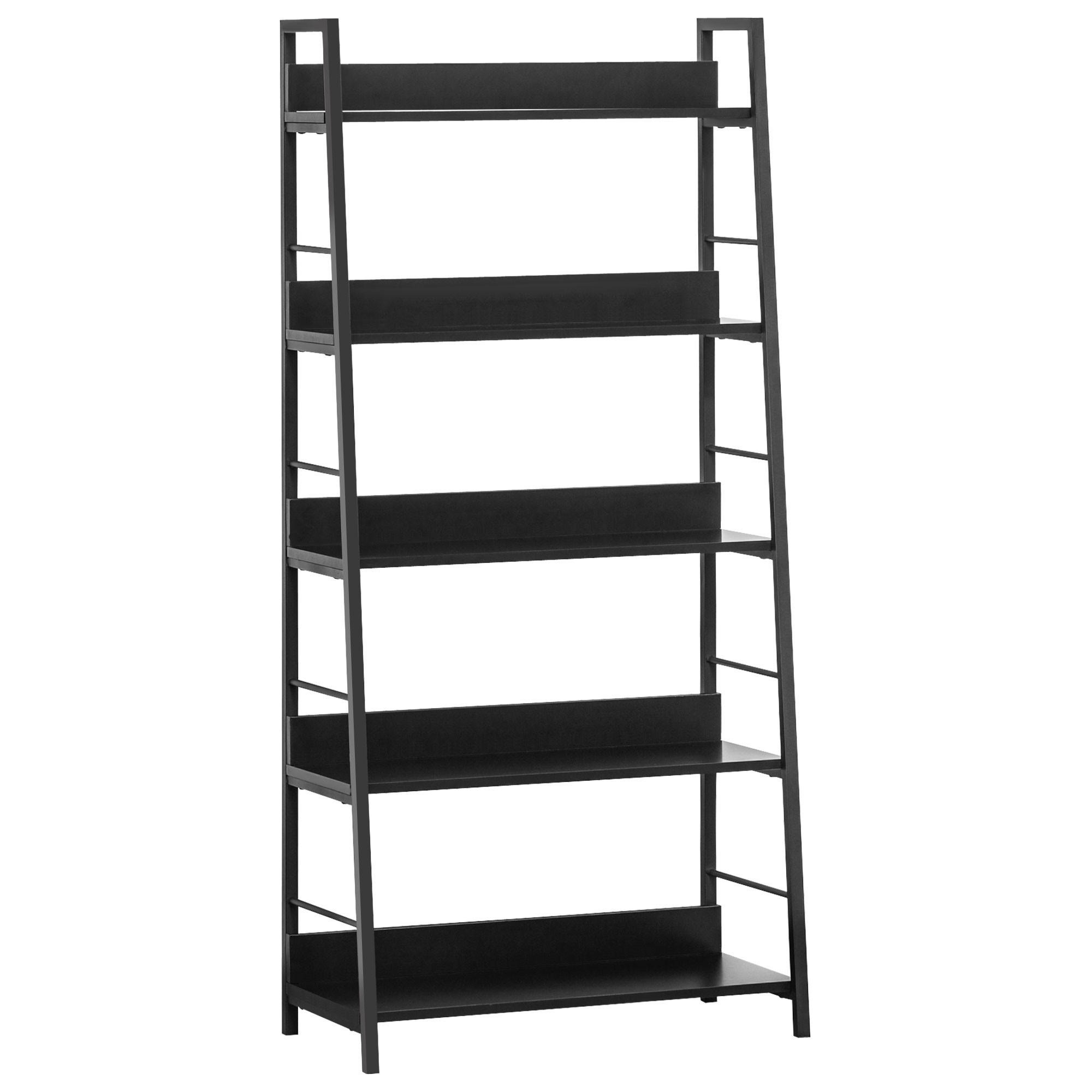 BÜCHERREGAL,GENEIGT 5 Niveaux 70x35x150cm,schwarz - Schwarz, Holzwerkstoff (70/150/35cm) - Vallsero