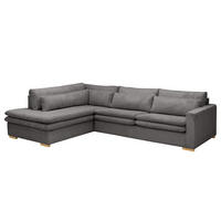 ECKSOFA mit Ottomane - Grau, Textil (299/216cm) - home24