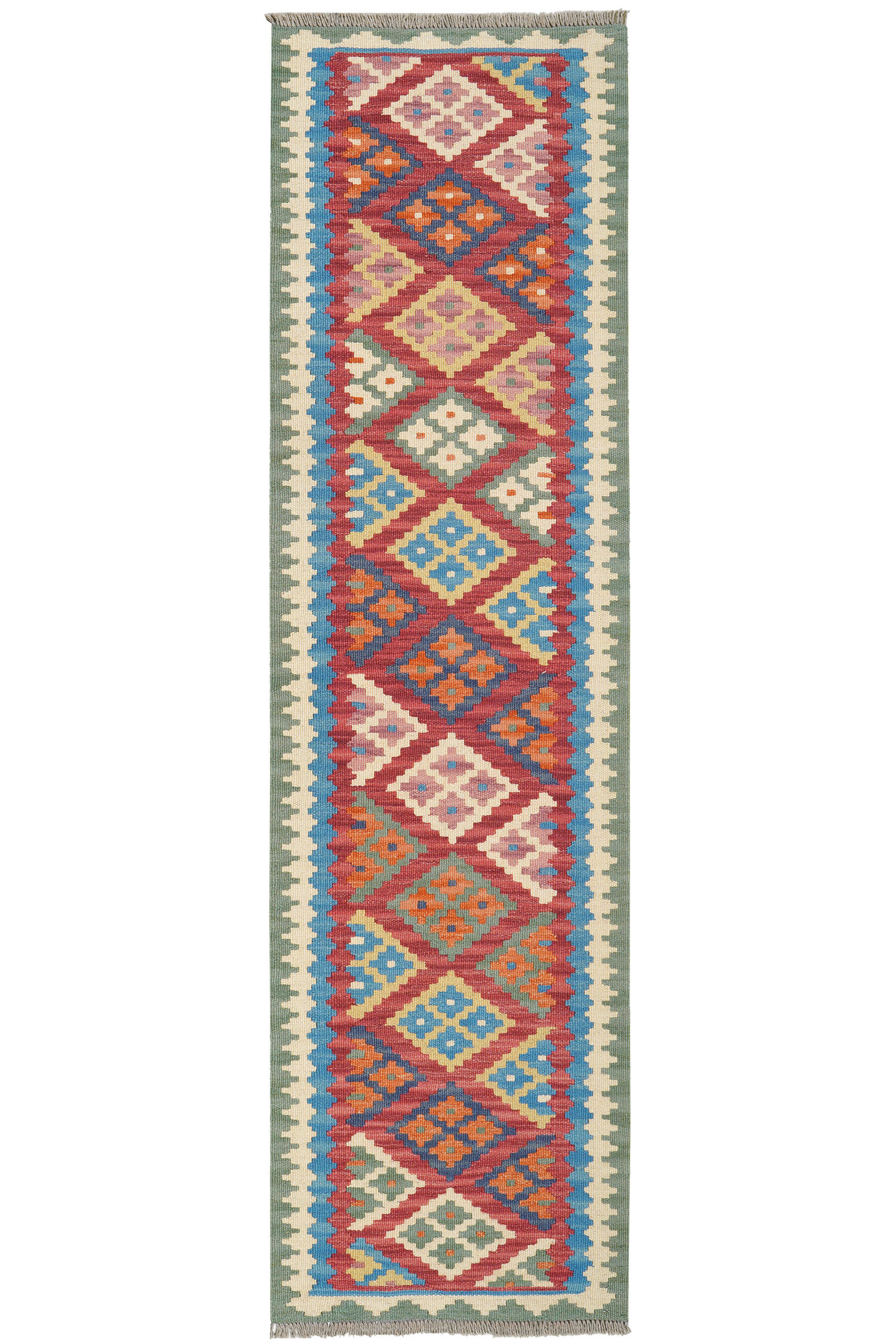 HANDWEBTEPPICH Kelim Gashgai Rot 202/55 cm Schurwolle - Rot, Textil (55/202cm) - Looma