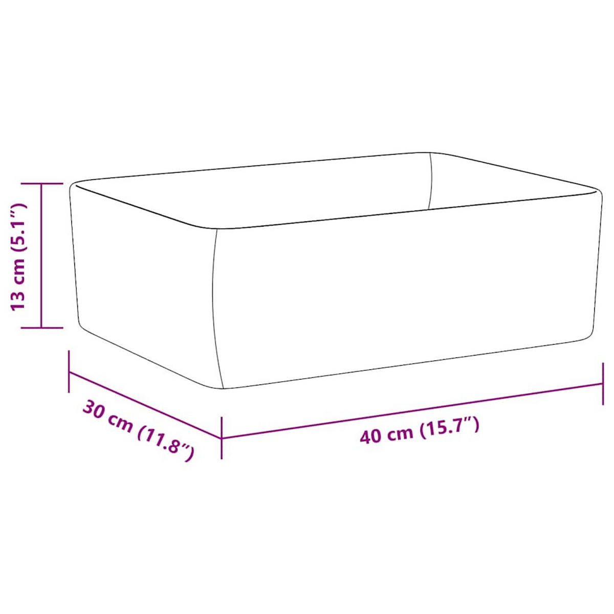 WASCHBECKEN Rechteckig 40/30/13 cm aus Keramik Weiß - Weiß, Keramik (40/13/30cm) - vidaXL