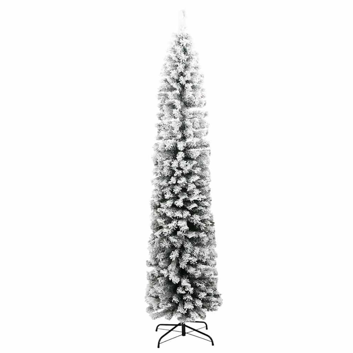 WEIHNACHTSBAUM Künstlicher Schlank Mit Schnee Grün 180 Cm Pvc - Grün, Kunststoff (180cm) - vidaXL