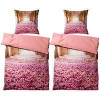 BETTWÄSCHE 4-teilig Romantik - Lila, Naturmaterialien (135/200cm) - Sanilo