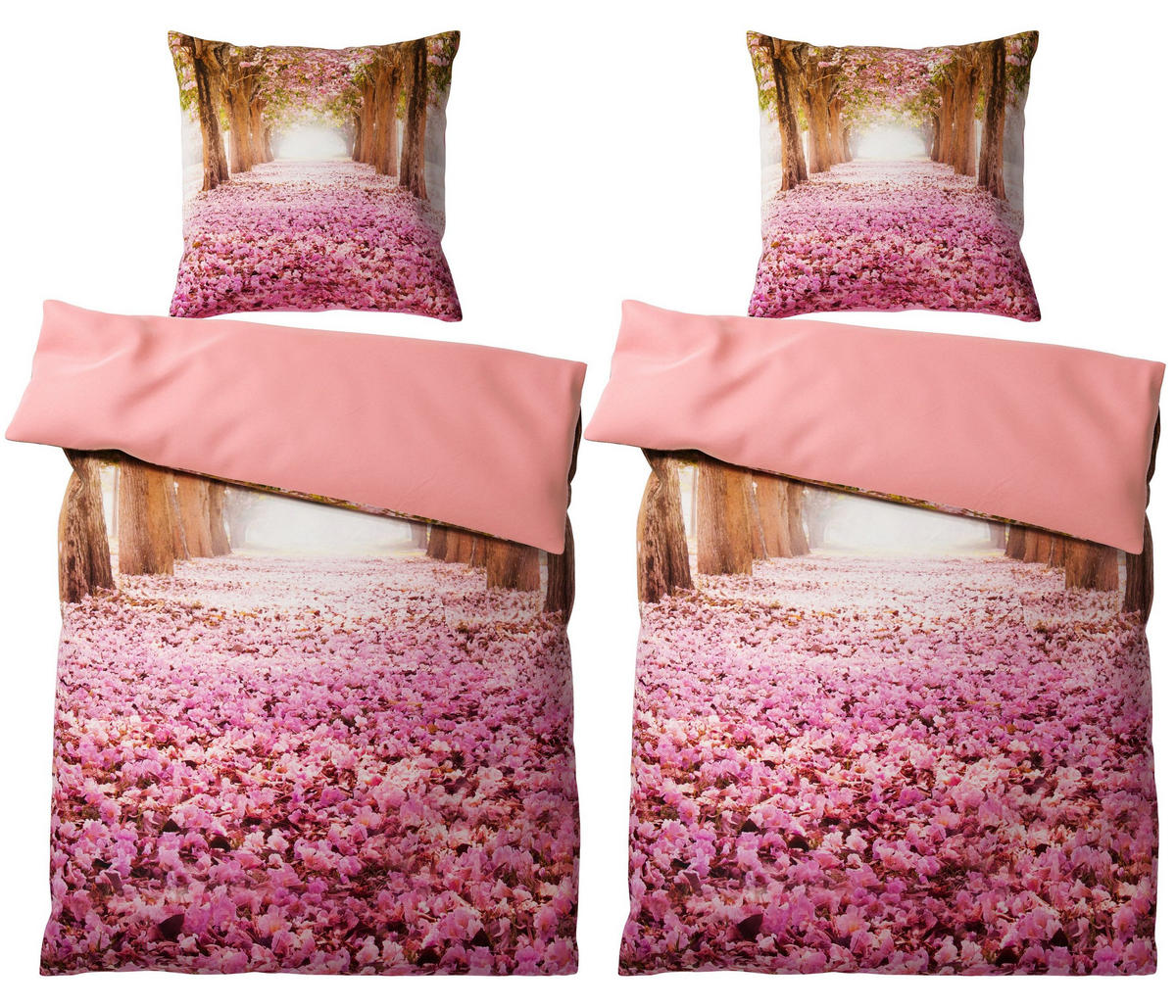 BETTWÄSCHE 4-teilig Romantik - Lila, Naturmaterialien (135/200cm) - Sanilo