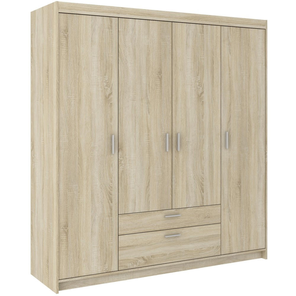 DREHTÜRENSCHRANK Elena mit 4 Türen und 2 Schubladen, ohne Spiegel Sonoma Eiche - Sonoma Eiche, Holzwerkstoff (176/190/53cm) - Beautysofa