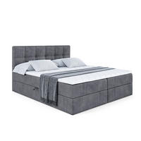 BOXBETT mit Matratze H3 und Lattenrost - MARCE - 160 x 200 cm - Grau - Dunkelgrau, Holzwerkstoff (160/200cm) - ALTDECOR