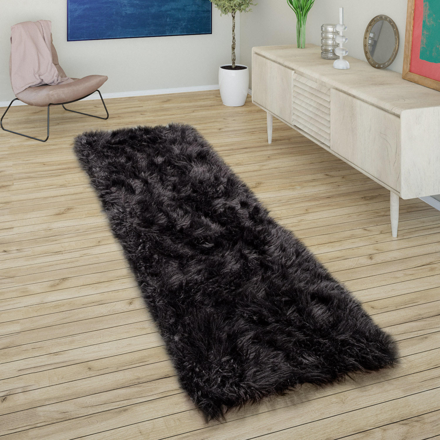 HOCHFLORTEPPICH 50/150 cm Playa 960 - Schwarz, Textil (50/150cm) - Paco Home