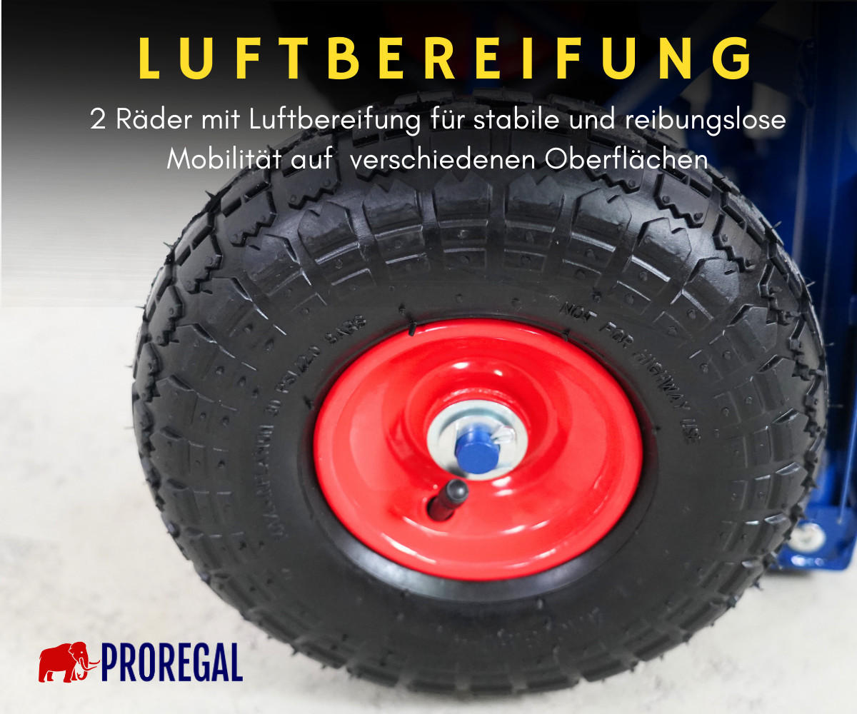 SACKKARRE Odin 115x54x44cm Tragkraft 200kg Lufträder Stahlrahmen Blau - Blau, Metall (44/54/115cm) - PROREGAL