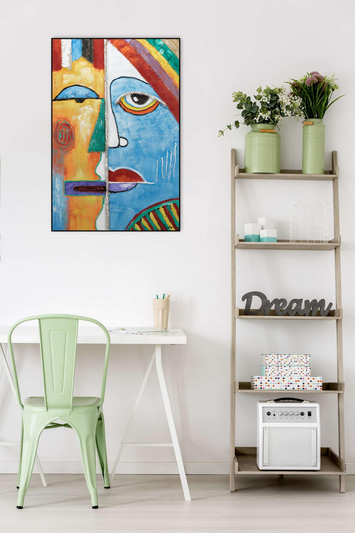 RUČNO SLIKANA AKRILNA SLIKA, 60/90 CM - višebojno, tekstil/drvo (60/90cm) - KUNSTLOFT