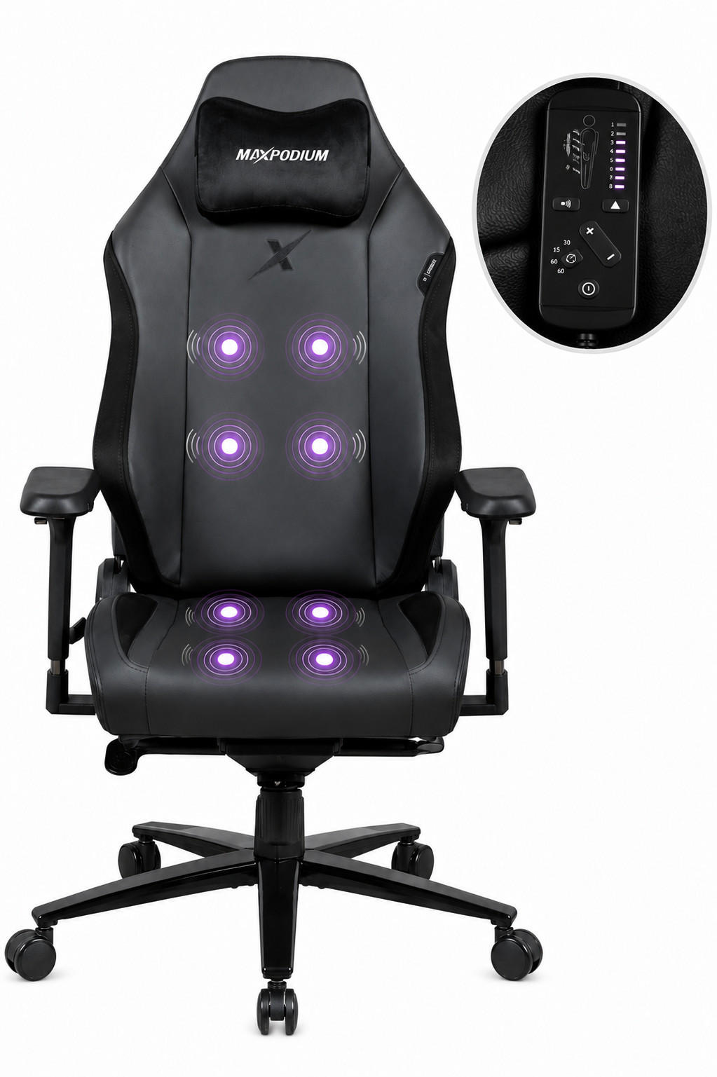 GAMING-BÜROSTUHL Heavy SMI Schwarz - Schwarz, Metall (55/137/49cm) - MaxPodium