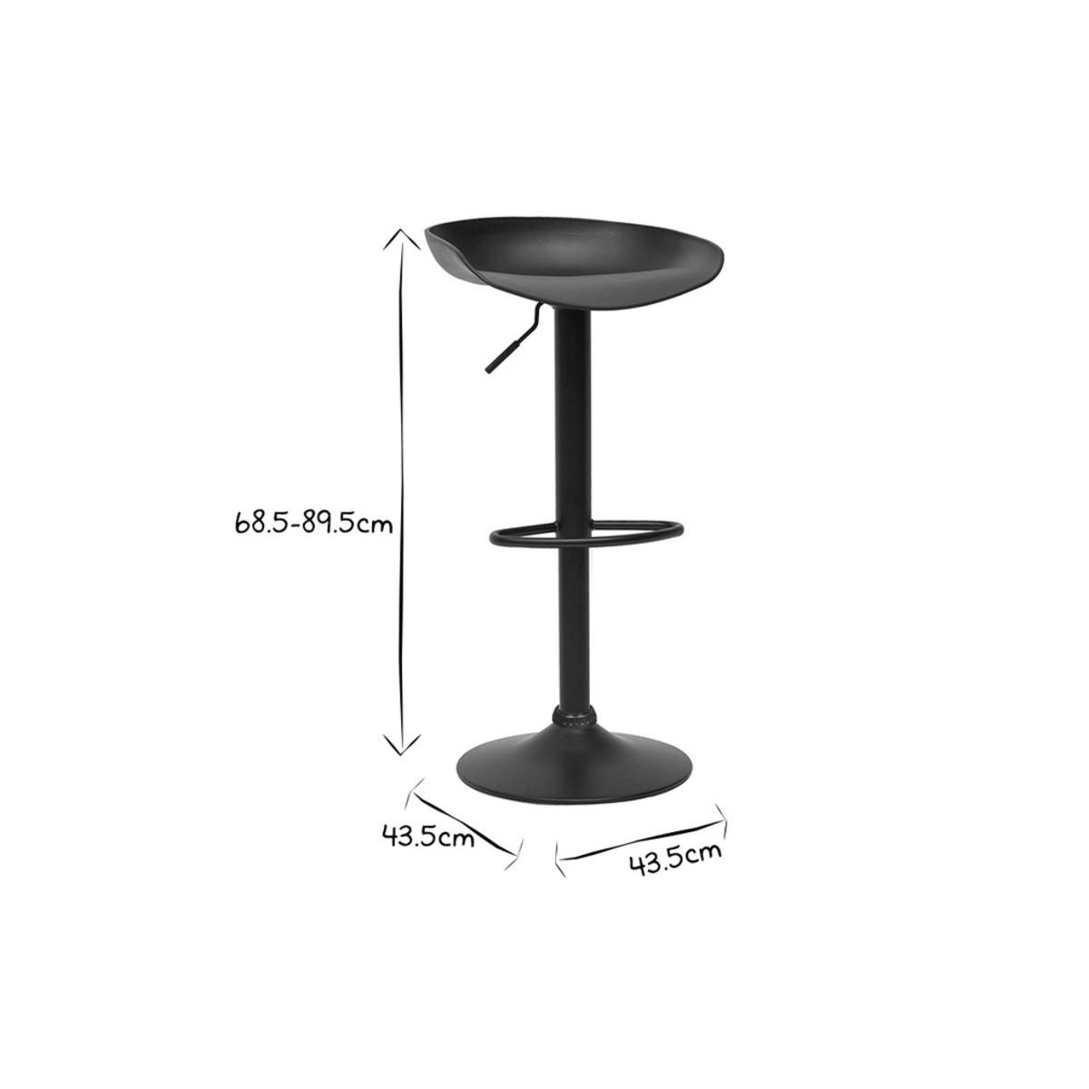 BARHOCKER Schwarz Metallbeine 2er-Set PEBBLE - Schwarz, Kunststoff (43.5/89.5/43.5cm) - Miliboo